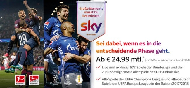 Sky Bundesliga + Sport  Kompletter LiveSport ab 29,99