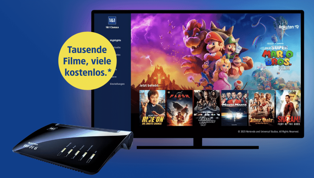 1&1 Cinema OnlineVideothek mit gratis Filmen & Serien
